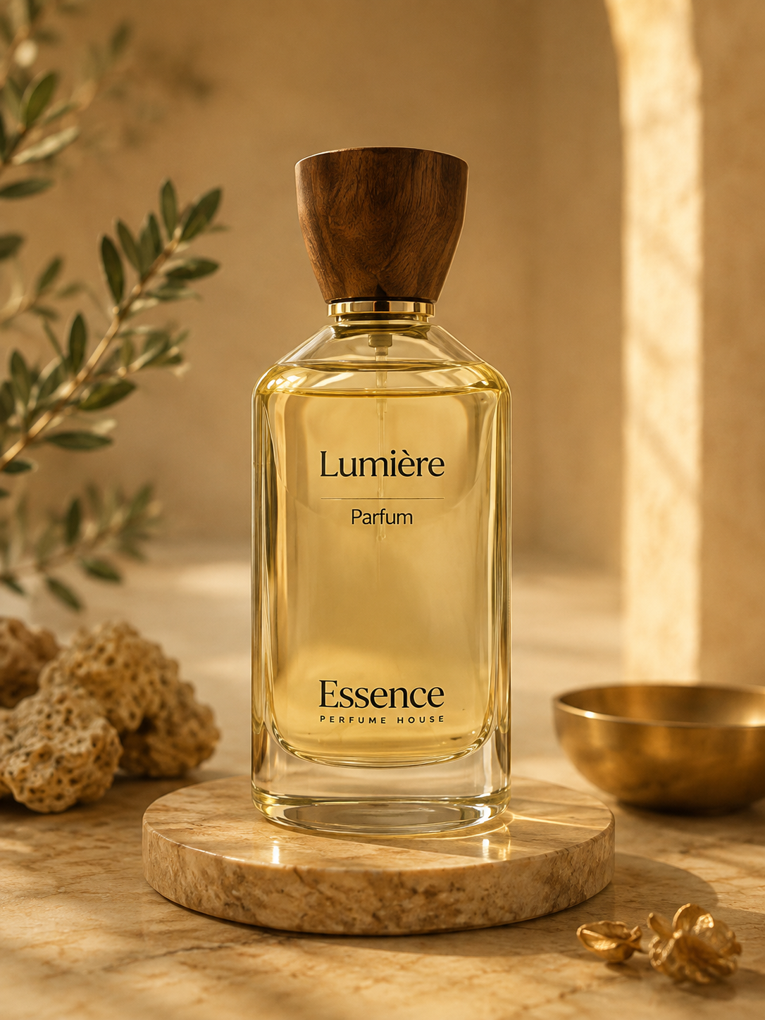 Lumière perfume in a warm stone setting